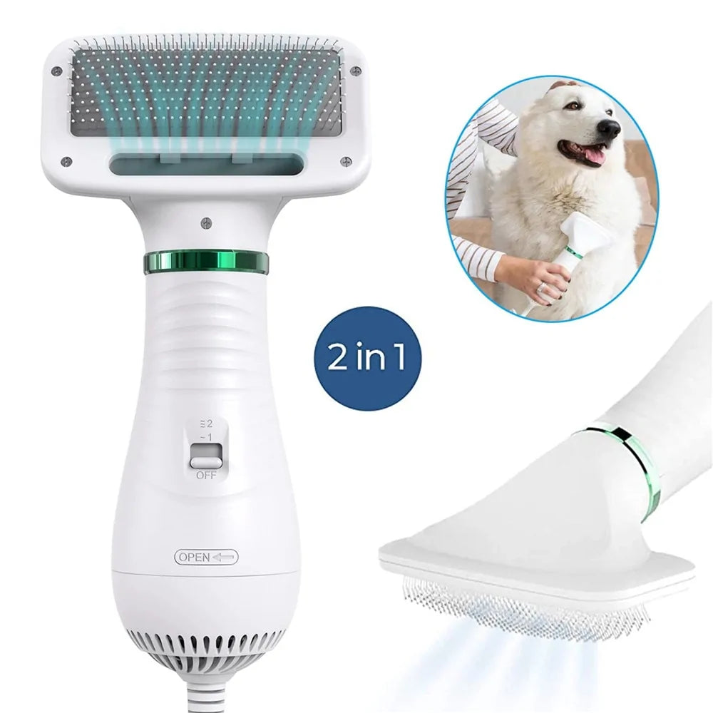 Portable 2-in-1 Dog Hair Dryer & Grooming Brush