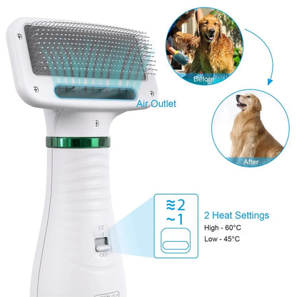 Portable 2-in-1 Dog Hair Dryer & Grooming Brush