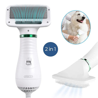 Portable 2-in-1 Dog Hair Dryer & Grooming Brush