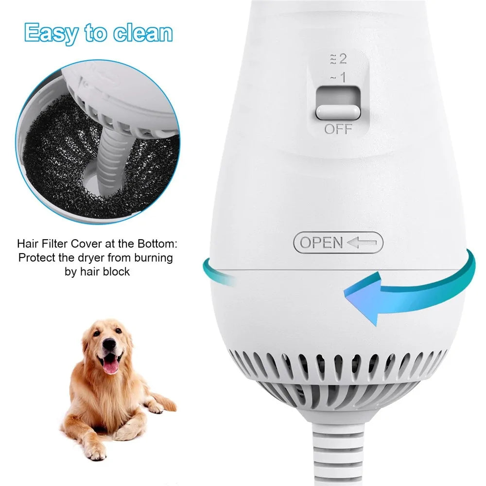 Portable 2-in-1 Dog Hair Dryer & Grooming Brush